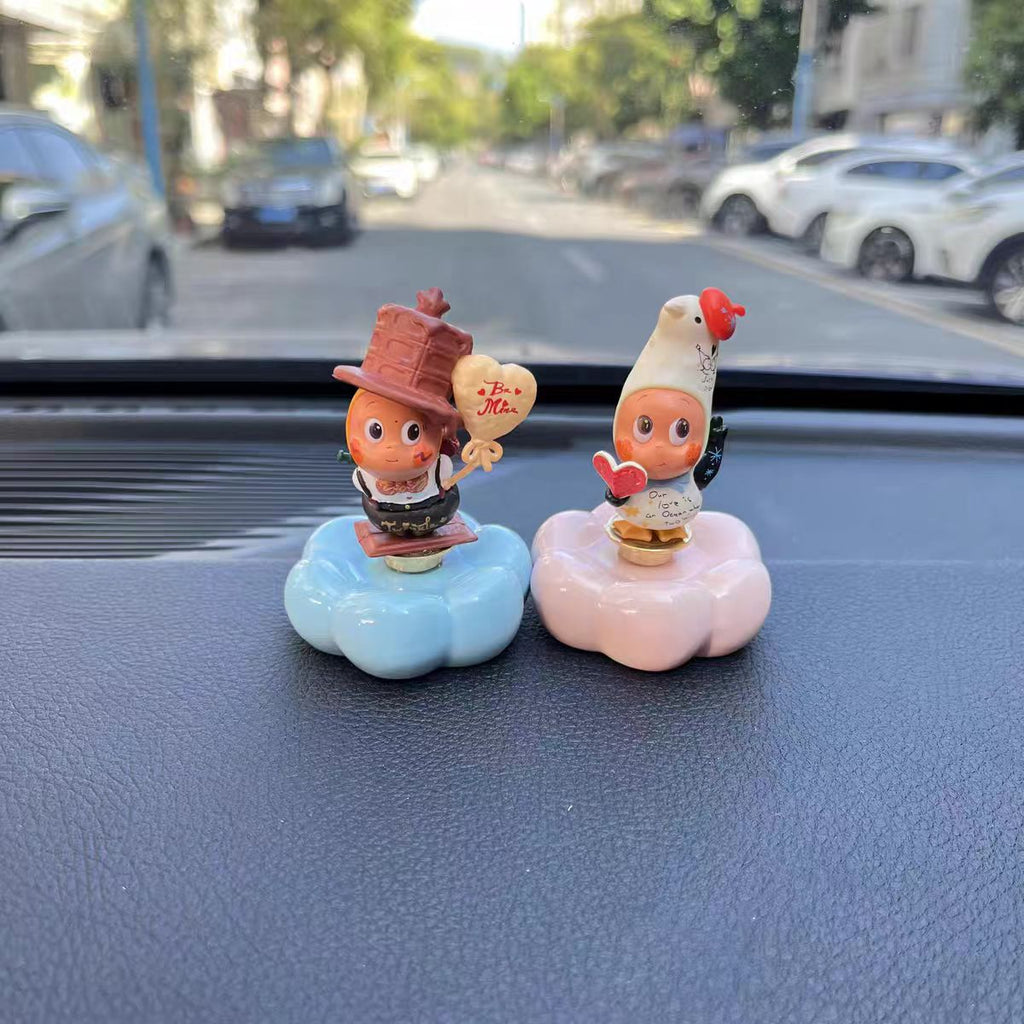 Kawaii Fantasy Character Figurine on Rotating Cloud Base — Series 4 Duo Pairs, Car Dashboard