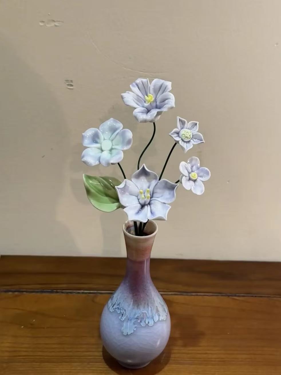 Jingdezhen Handcrafted Ceramic Flower Vase with Porcelain Floral Arrangement