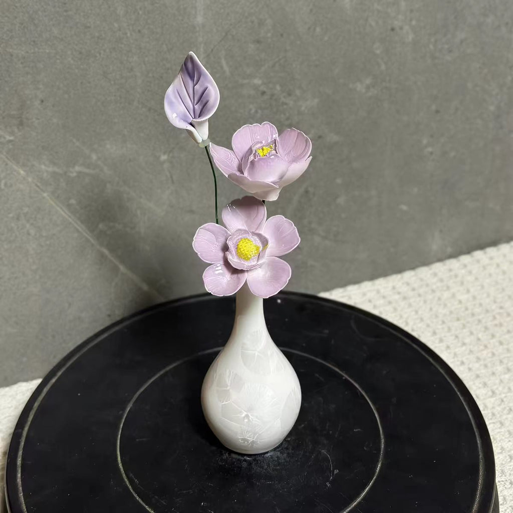 Jingdezhen Ceramic Lotus Flower Vase Arrangement — Handcrafted Porcelain Blossom Desk Decor