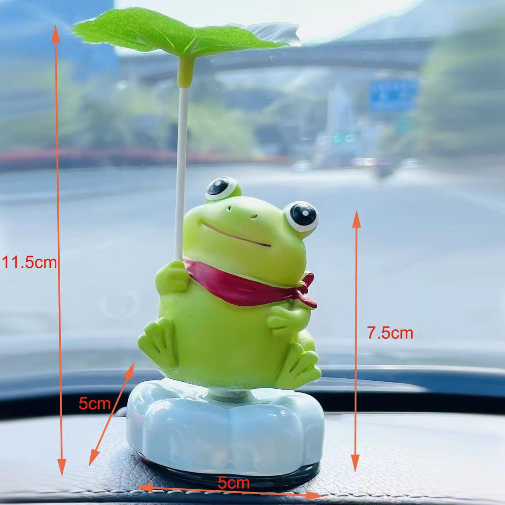 Kawaii Lotus Leaf Umbrella Figurine on Rotating Lotus Base — Hamster, Frog & Panda, 3 Characters
