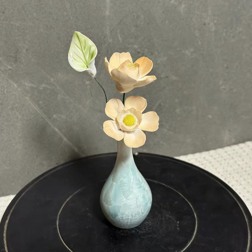 Jingdezhen Ceramic Flower Bouquet — Crackle Glaze Teardrop Bud Vase Collection
