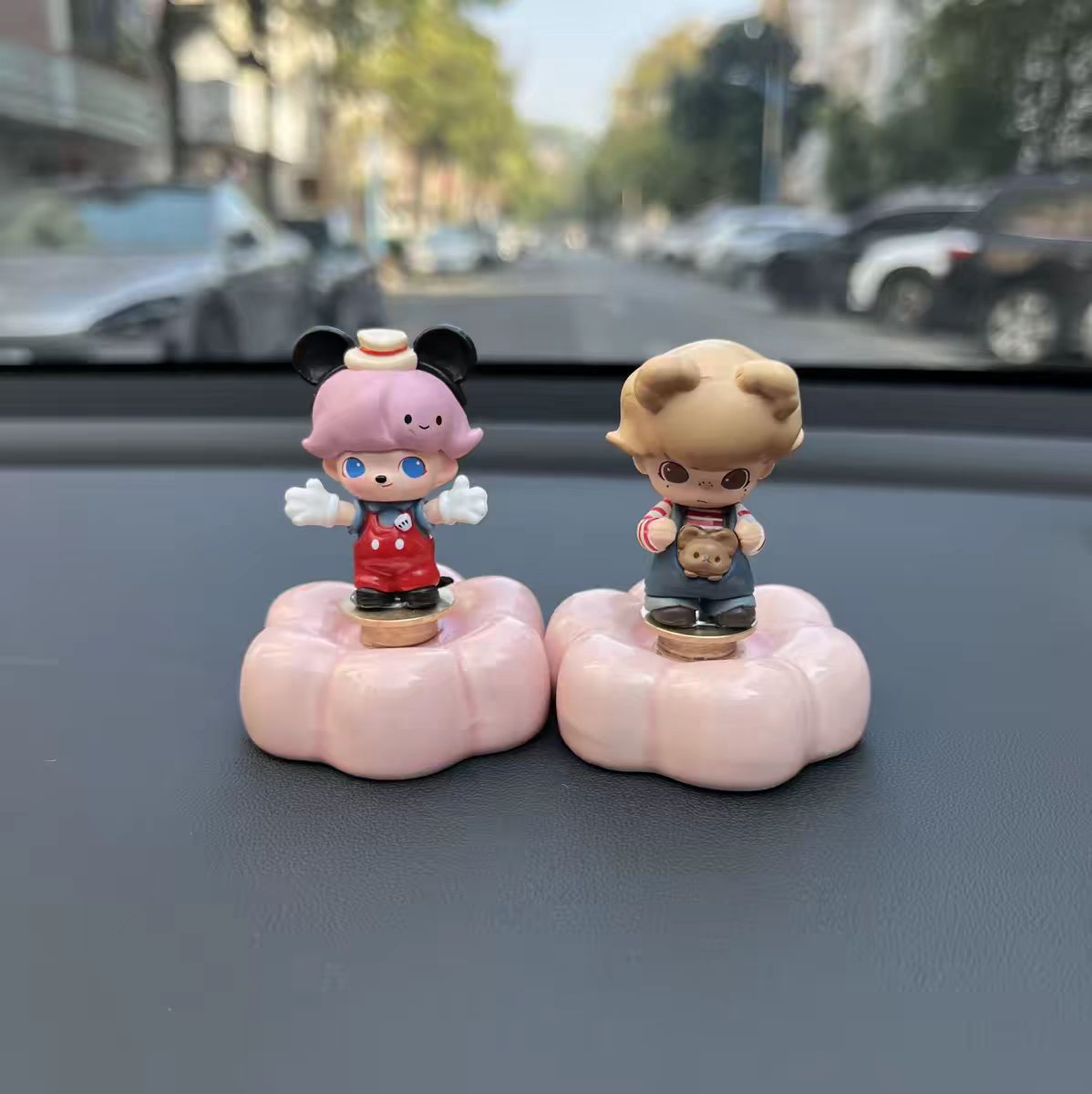 Cute Cloud Base Character Figurine Duo Set — Car Dashboard & Desk Decor