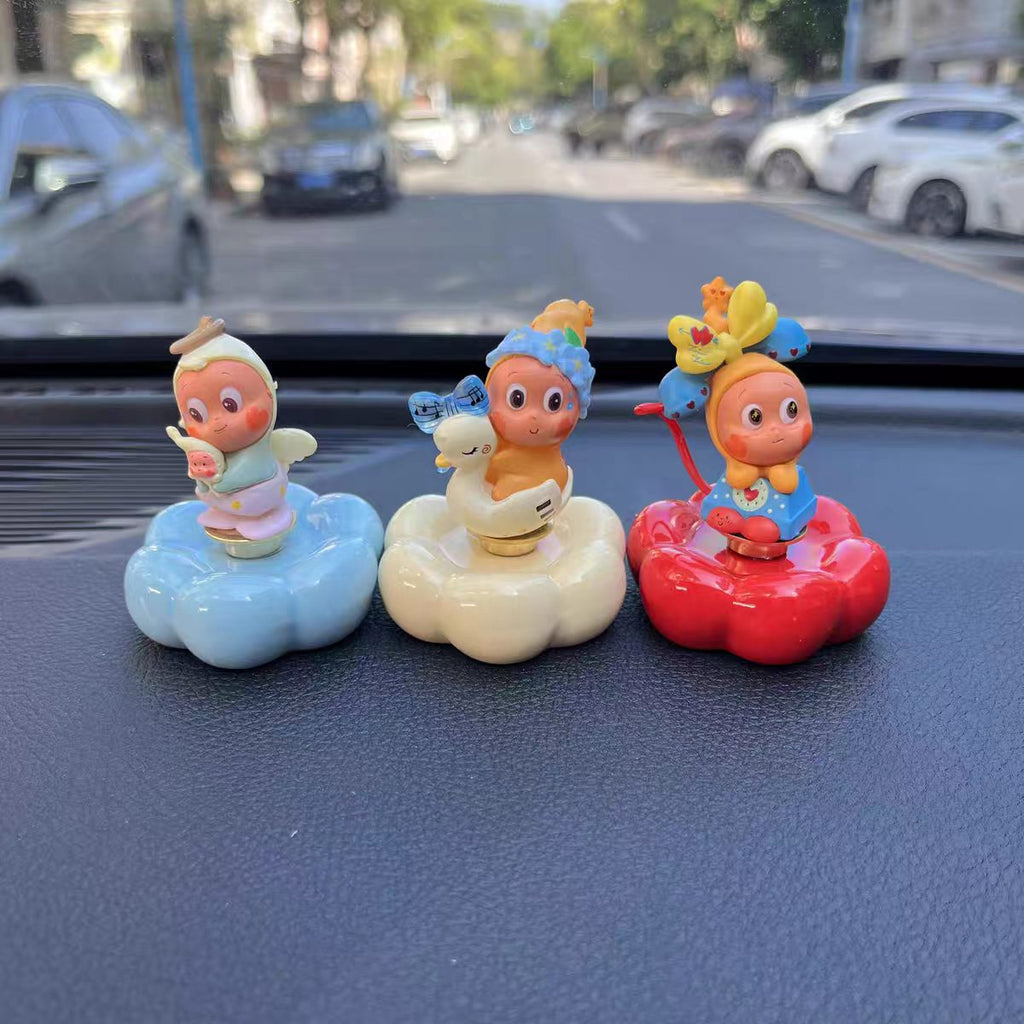 Kawaii Fantasy Character Figurine on Rotating Cloud Base — Series 5 Trio Sets, Car Dashboard