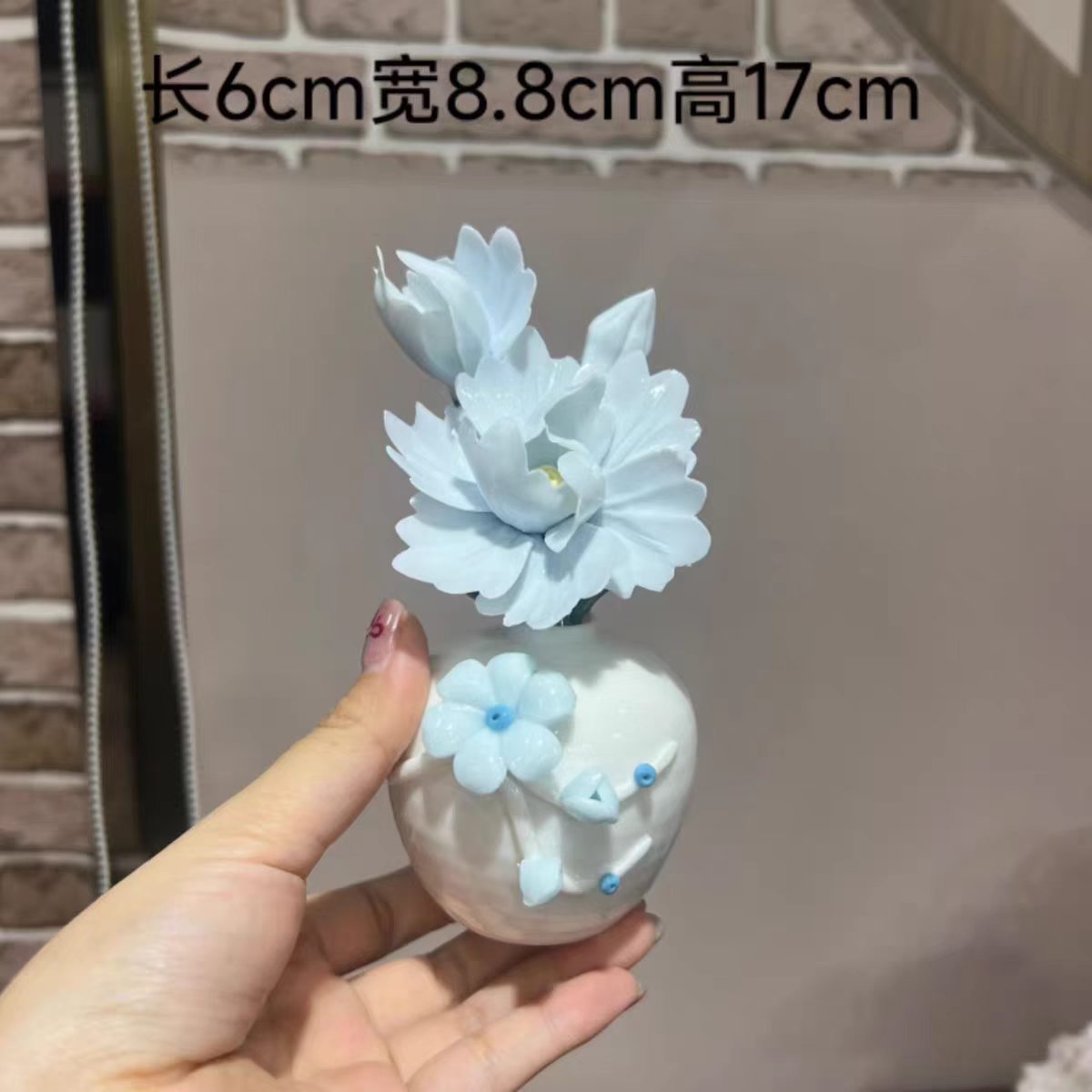 Jingdezhen White Porcelain Relief Vase with Ceramic Flower Arrangement — Lotus, Peony & Plum Blossom, 5 Styles