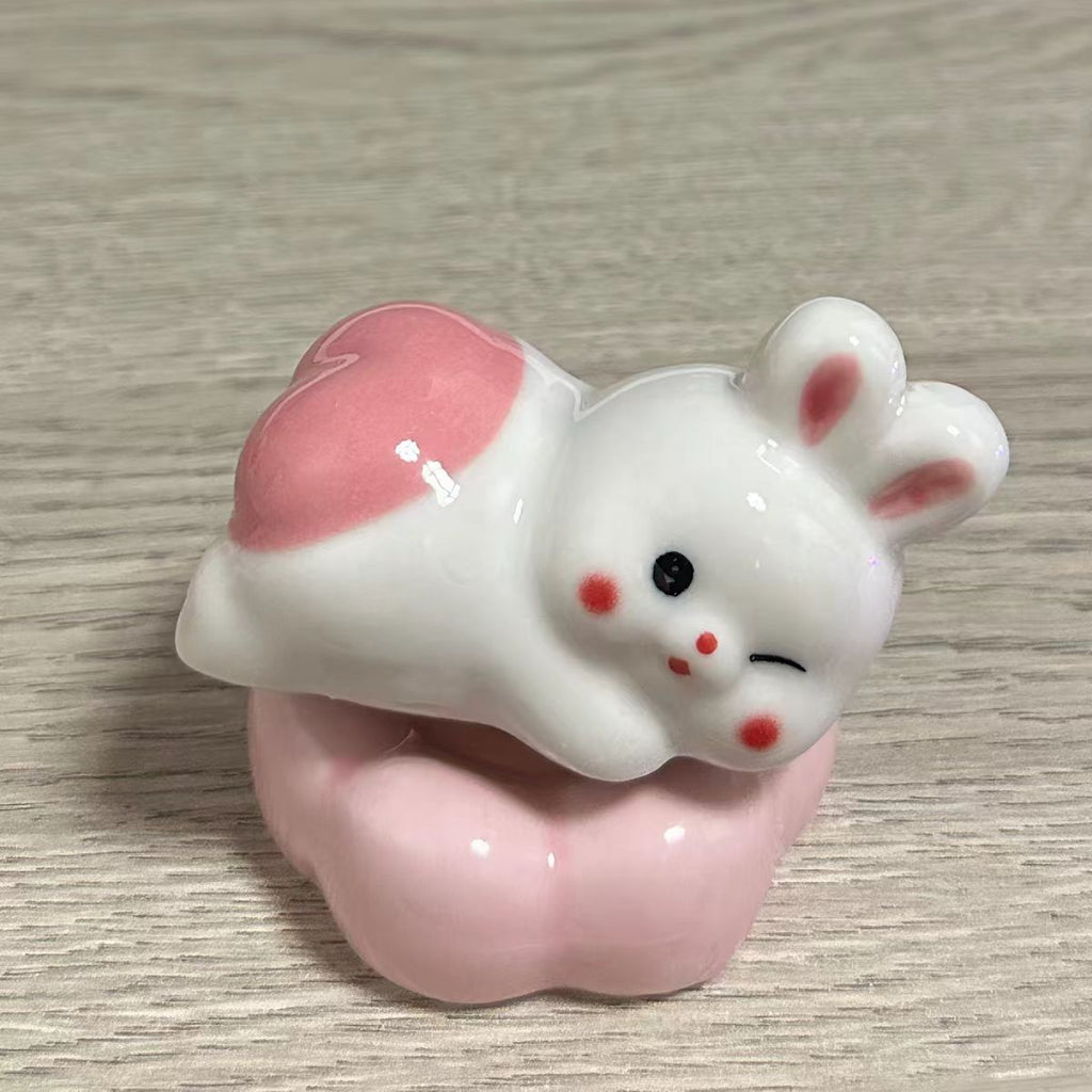 Jingdezhen Ceramic Cloud Bunny Figurine — Cute Rabbit Desk Decor & Gift Collection