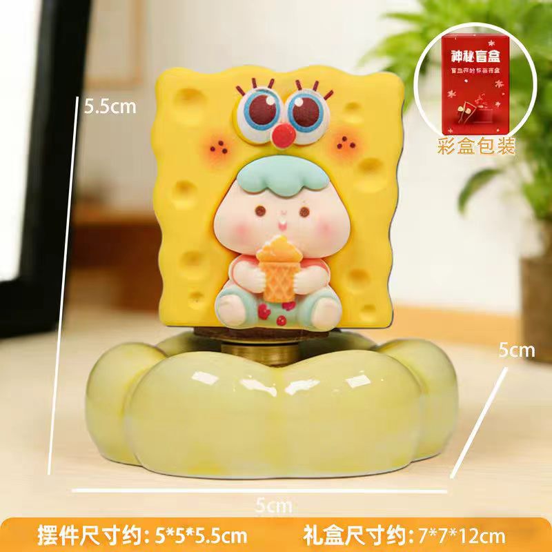 Kawaii Ice Cream Girl Figurine on Rotating Cloud Base — Pineapple, Pink Star & Bear Costume, 3 Styles
