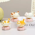 Chubby Cat Bobblehead Figurine — Pink Pumpkin Base Desk & Car Decor Collection