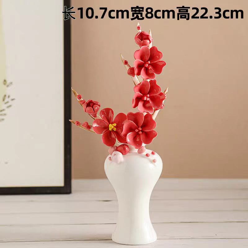 Jingdezhen White Porcelain Relief Vase with Ceramic Flower Arrangement — Lotus, Peony & Plum Blossom, 5 Styles