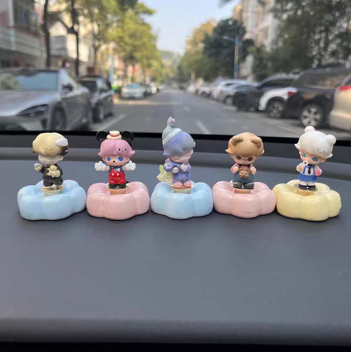Cute Cloud Base Character Figurine Complete Collection Set — Car Dashboard & Desk Decor