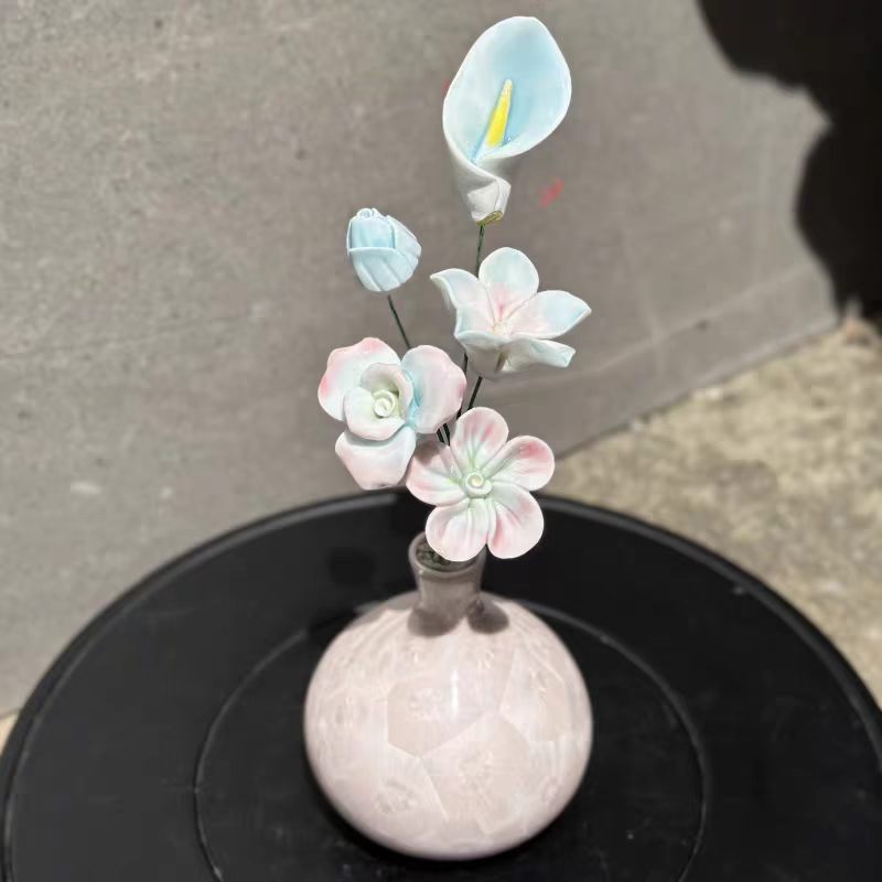 Jingdezhen Handcrafted Ceramic Flower Arrangement — Glazed Porcelain Blossom Vase Decor