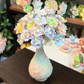 Jingdezhen Ceramic Rainbow Gradient Bouquet — Ice Blue Crackle Gourd Vase