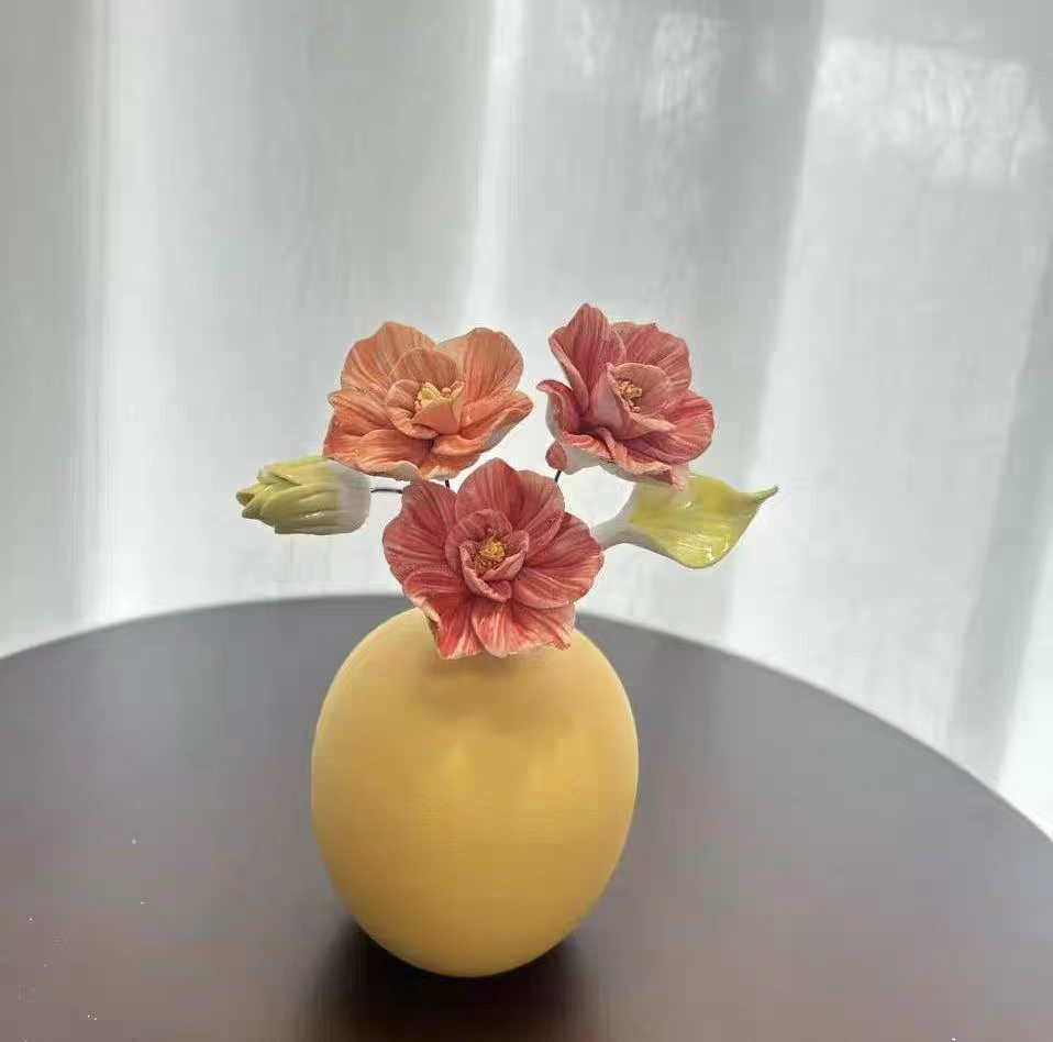 Jingdezhen Ceramic Rose Bouquet — Speckle-Glaze Round Belly & Teardrop Vase Collection