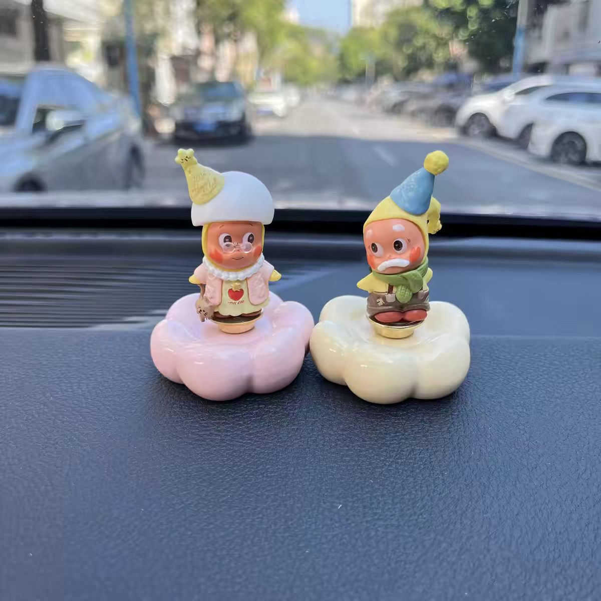 Kawaii Fantasy Character Figurine on Rotating Cloud Base — Series 4 Duo Pairs, Car Dashboard