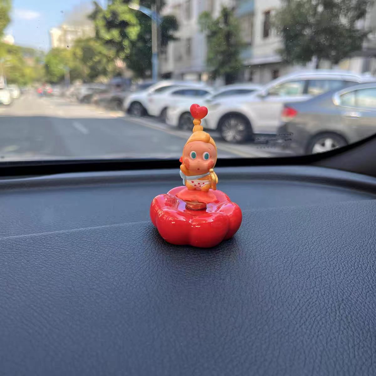 Kawaii Fantasy Character Figurine on Rotating Cloud Base — Series 3 Singles, Car Dashboard Close-Up