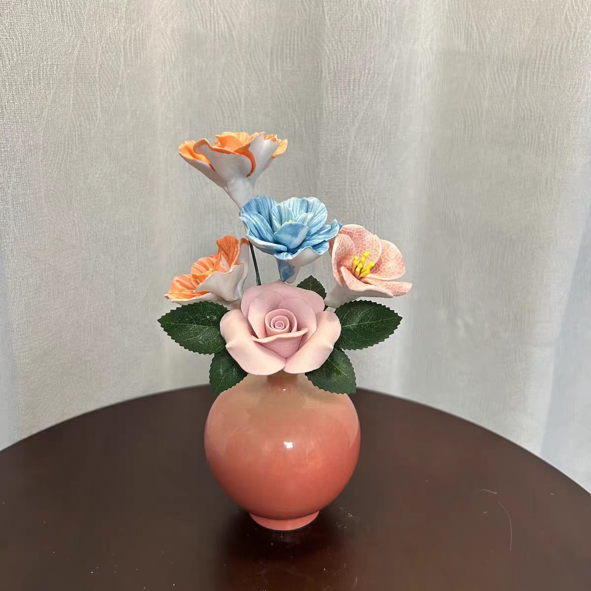 Jingdezhen Ceramic Rose Bouquet — Speckle-Glaze Round Belly & Teardrop Vase Collection