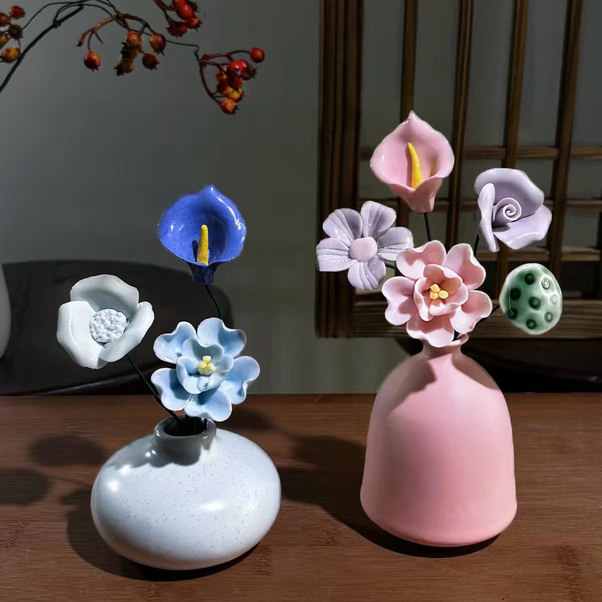 Holiday · A Way to Home — Jingdezhen Ceramic Mixed Flower Bouquet Mini Vase Collection