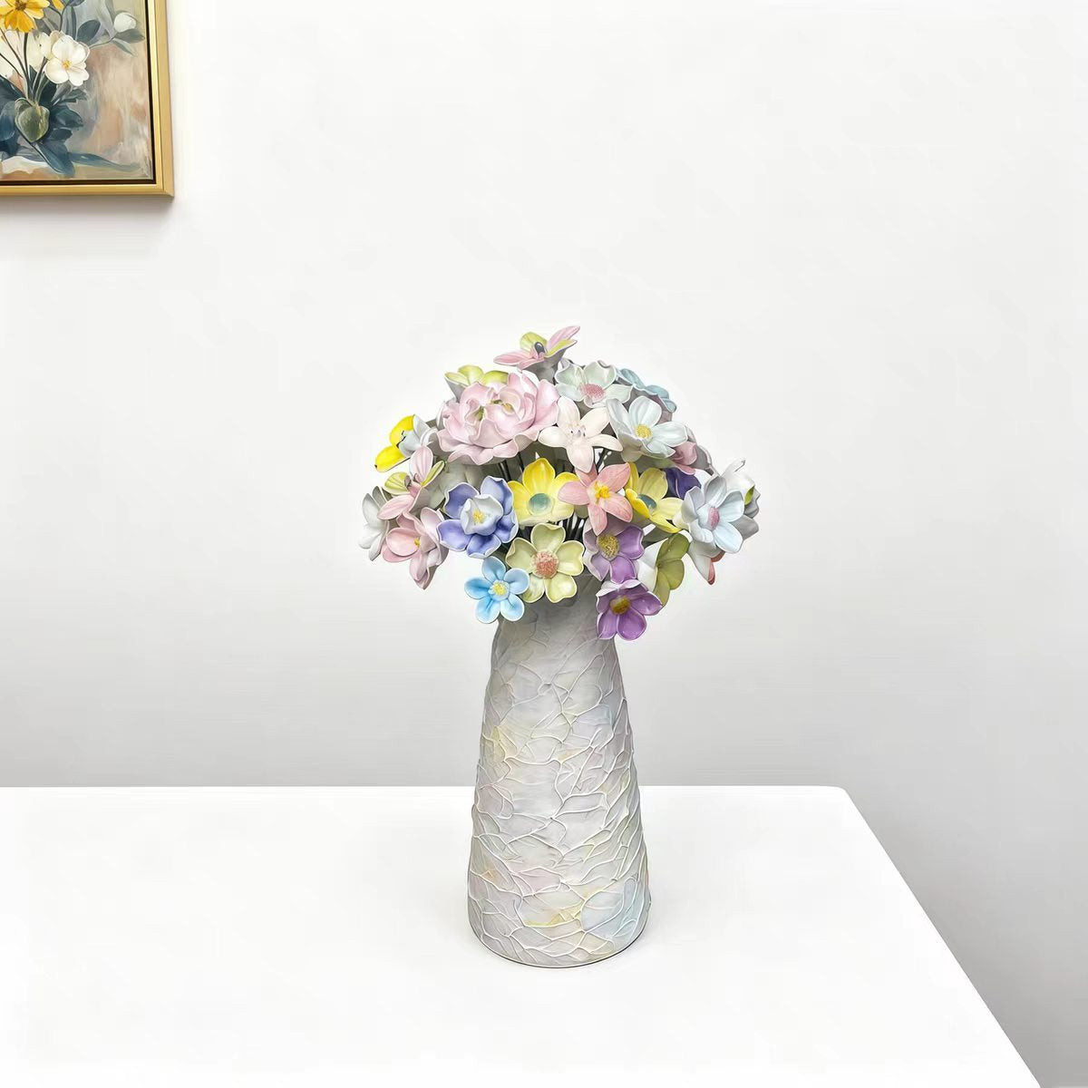 Jingdezhen Ceramic Pastel Dream Bouquet — Mosaic & Crackle Glaze Vase Collection
