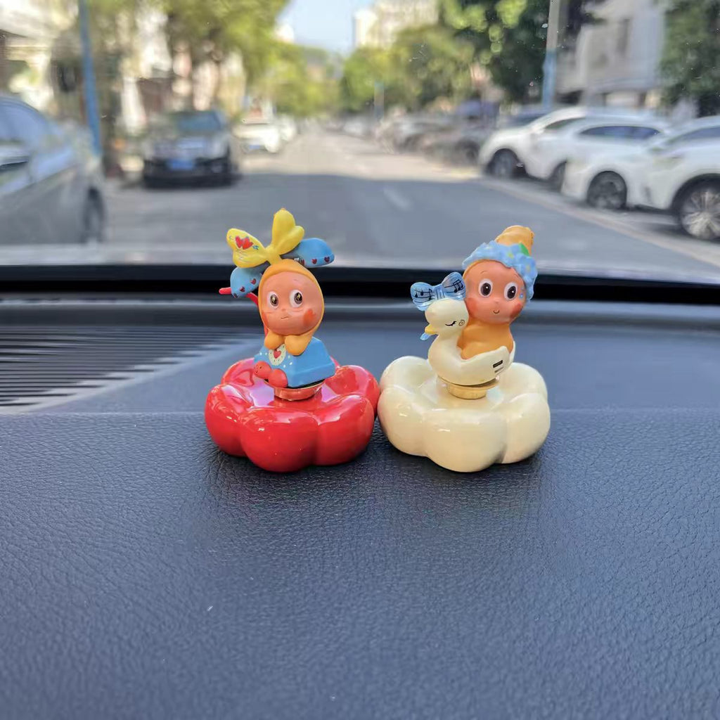 Kawaii Fantasy Character Figurine on Rotating Cloud Base — Series 4 Duo Pairs, Car Dashboard