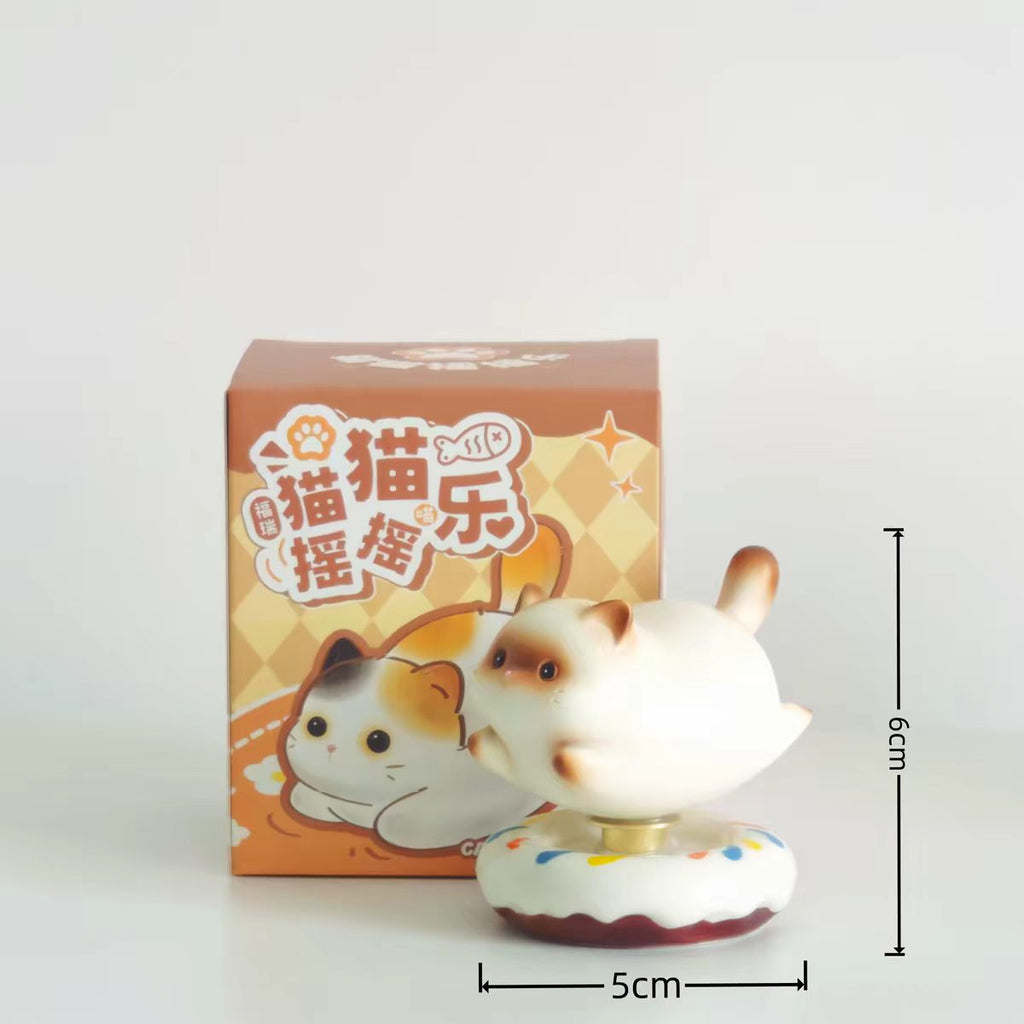 Chubby Cat Spinning Bobblehead Figurine — Donut Base & Cloud Base Desk Decor 「猫猫摇摇乐」