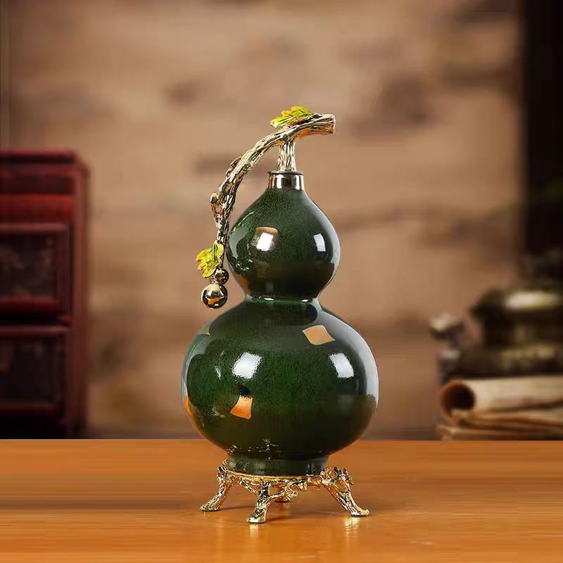 Jingdezhen Lucky Gourd Ceramic Vase — Gold Branch & Enamel Decoration Fortune Home Decor