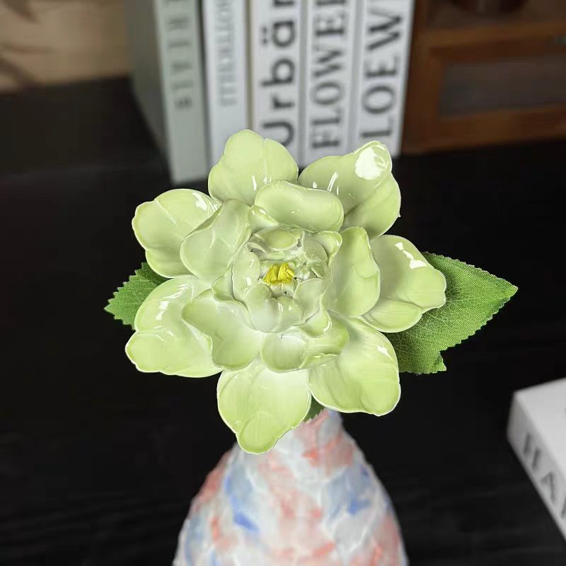 Jingdezhen Ceramic Pearl-Glaze Peony Bouquet — Blue & White Hexagon & Ribbed Vase Collection