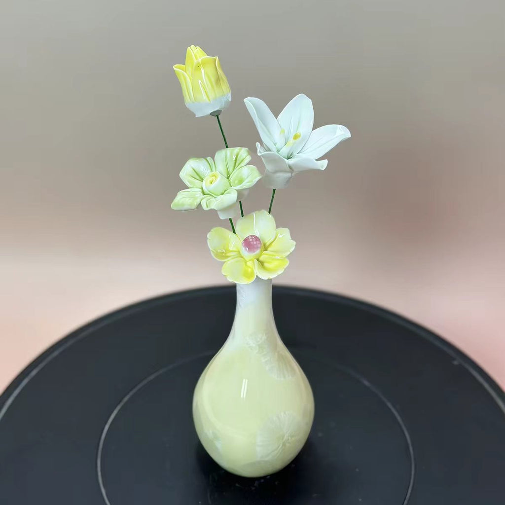 Jingdezhen Ceramic Flower Bouquet — Crackle Glaze Teardrop Bud Vase Collection