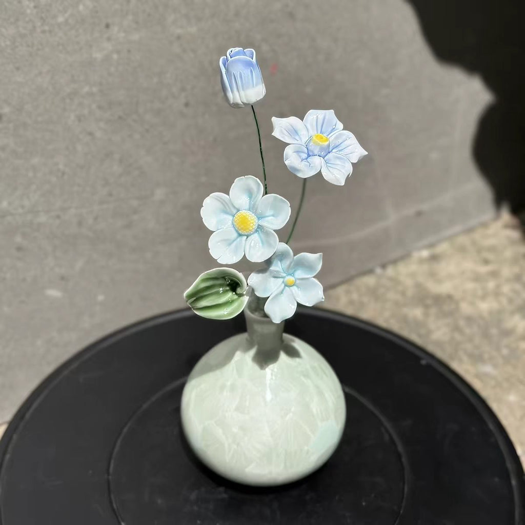 Jingdezhen Handcrafted Ceramic Flower Arrangement — Glazed Porcelain Blossom Vase Decor
