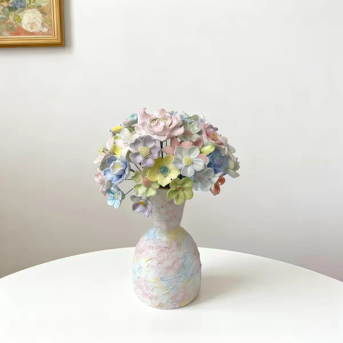 Jingdezhen Ceramic Pastel Dream Bouquet — Mosaic & Crackle Glaze Vase Collection