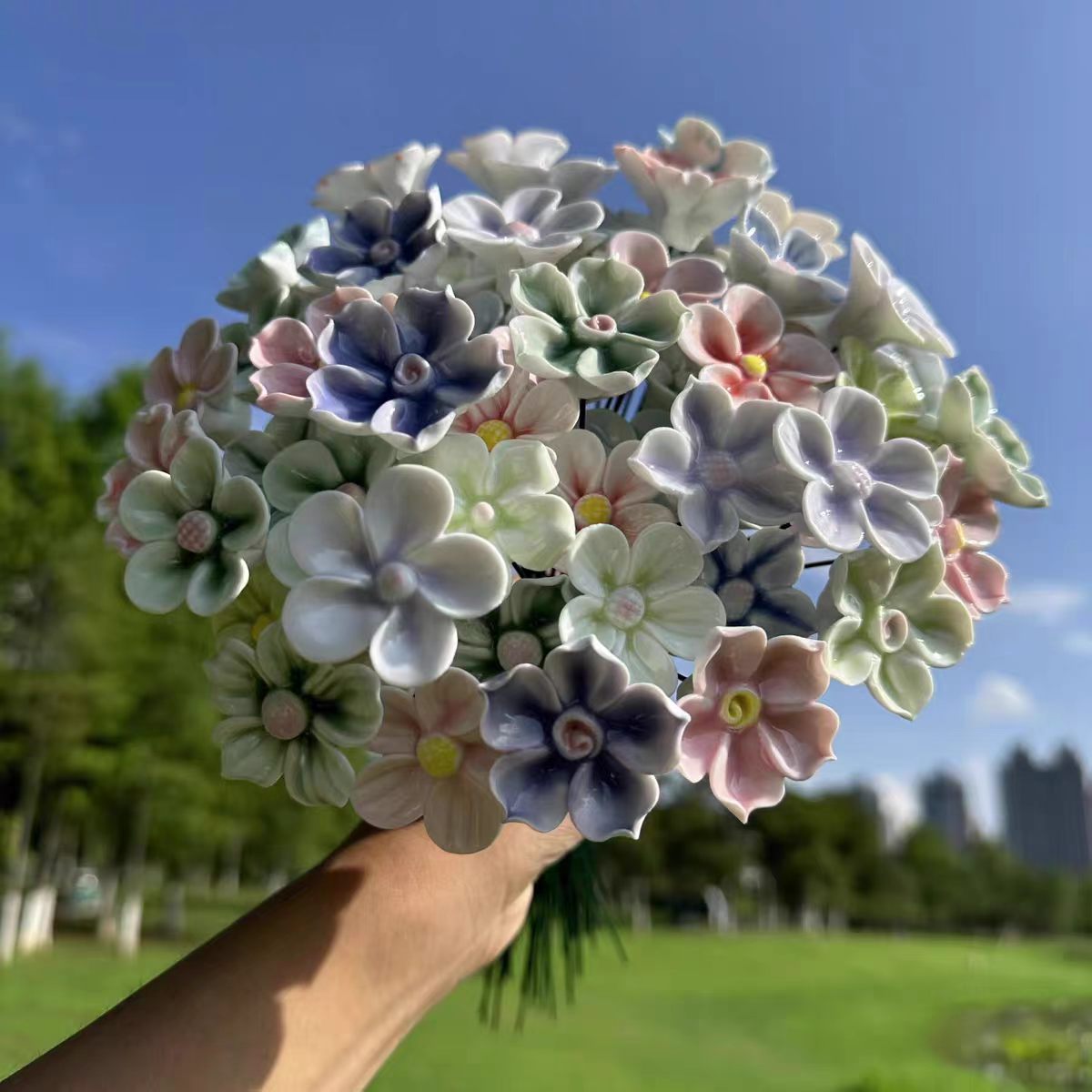 Jingdezhen Handcrafted Ceramic Flower — Single Stem Porcelain Bloom (Mix & Match Your Own Bouquet)