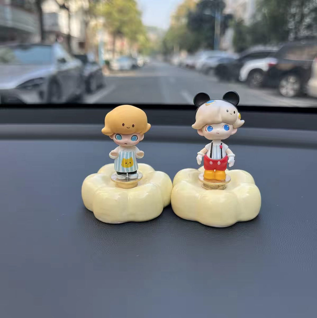 Cute Cloud Base Character Figurine Duo Set — Car Dashboard & Desk Decor