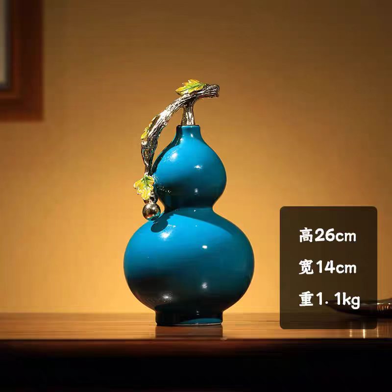 Jingdezhen Lucky Gourd Ceramic Vase — Gold Branch & Enamel Decoration Fortune Home Decor