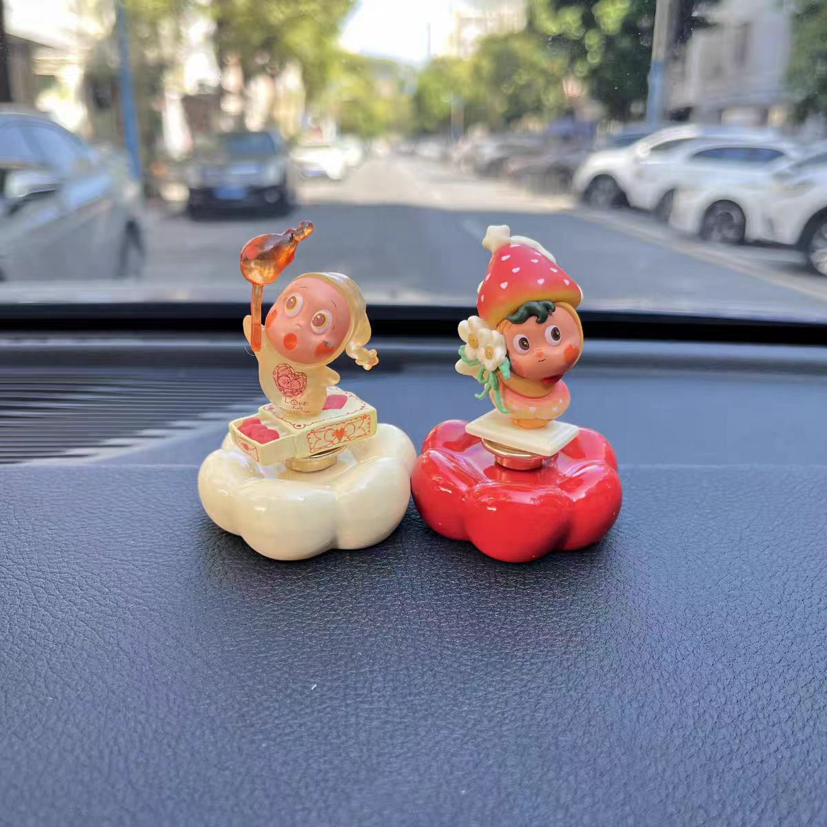 Kawaii Fantasy Character Figurine on Rotating Cloud Base — Series 4 Duo Pairs, Car Dashboard