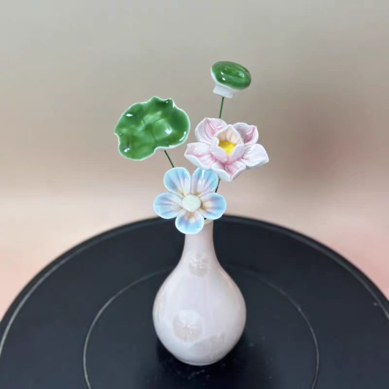 Jingdezhen Ceramic Flower Bouquet — Crackle Glaze Teardrop Bud Vase Collection