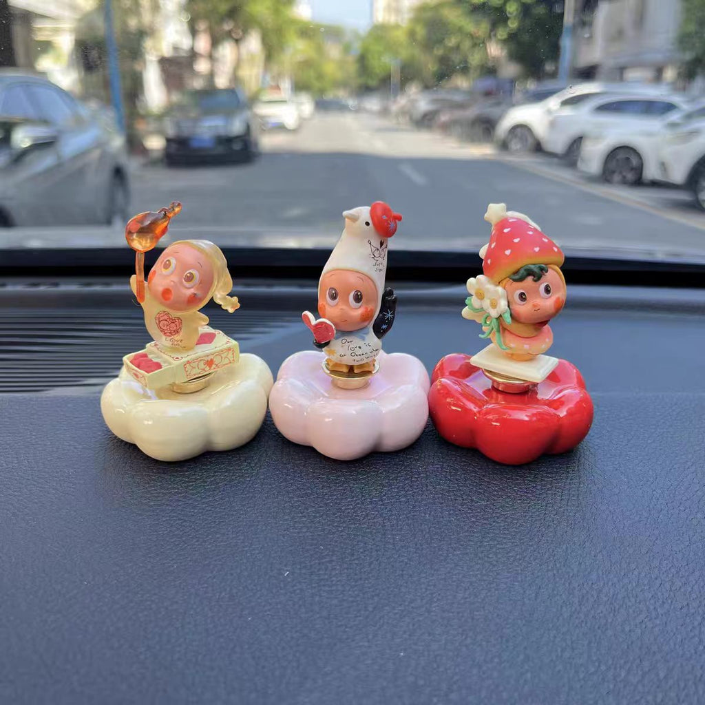 Kawaii Fantasy Character Figurine on Rotating Cloud Base — Series 5 Trio Sets, Car Dashboard