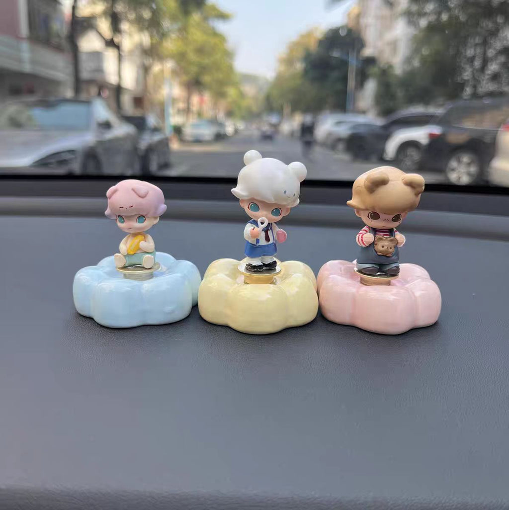 Cute Cloud Base Character Figurine 3-Piece Set — Car Dashboard & Desk Decor