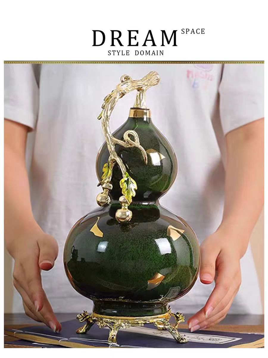 Jingdezhen Lucky Gourd Ceramic Vase — Gold Branch & Enamel Decoration Fortune Home Decor