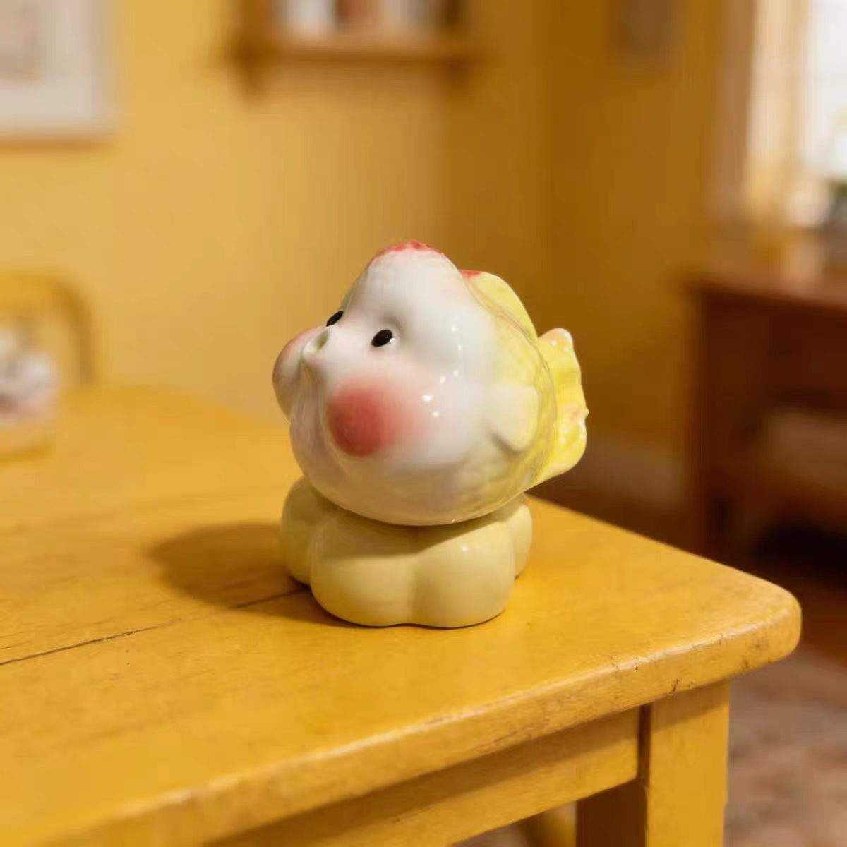 Jingdezhen Ceramic Cabbage Bird Figurine — Cute Cloud Base Desk Decor & Gift