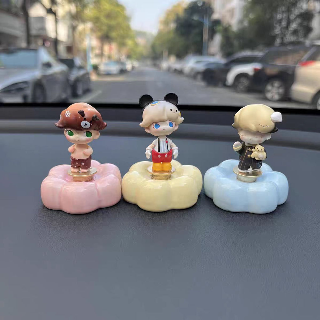 Cute Cloud Base Character Figurine 3-Piece Set — Car Dashboard & Desk Decor