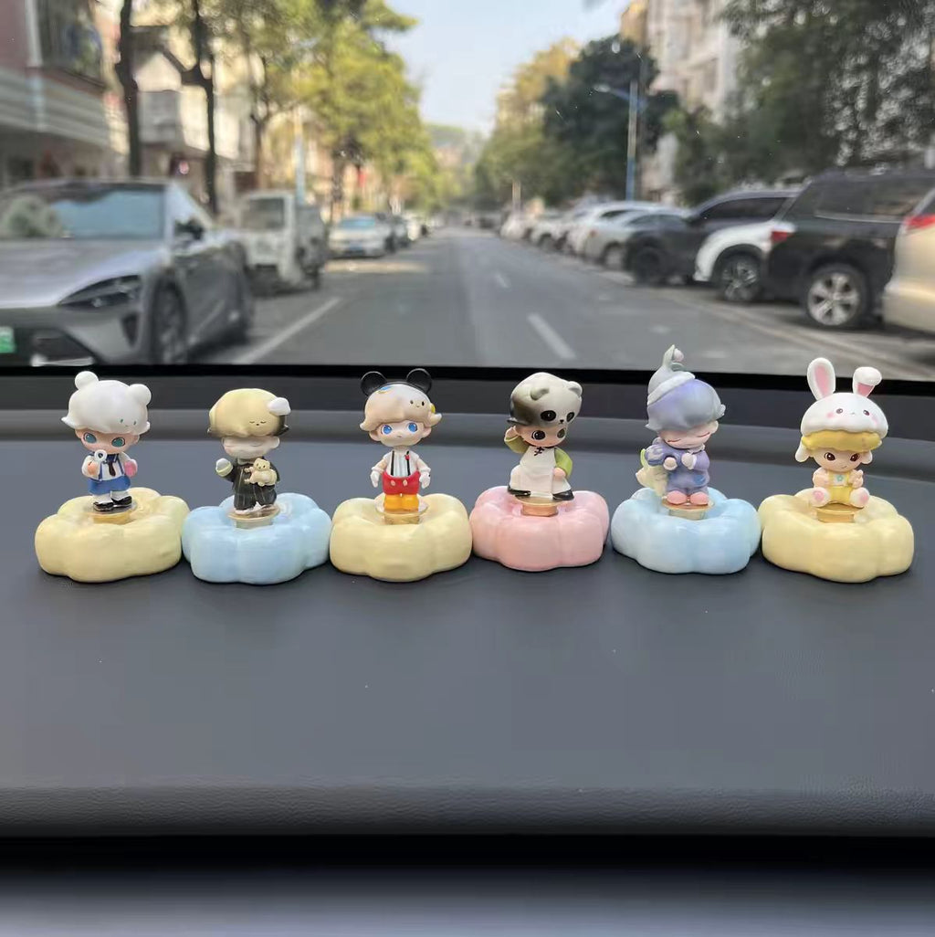 Cute Cloud Base Character Figurine Complete Collection Set — Car Dashboard & Desk Decor