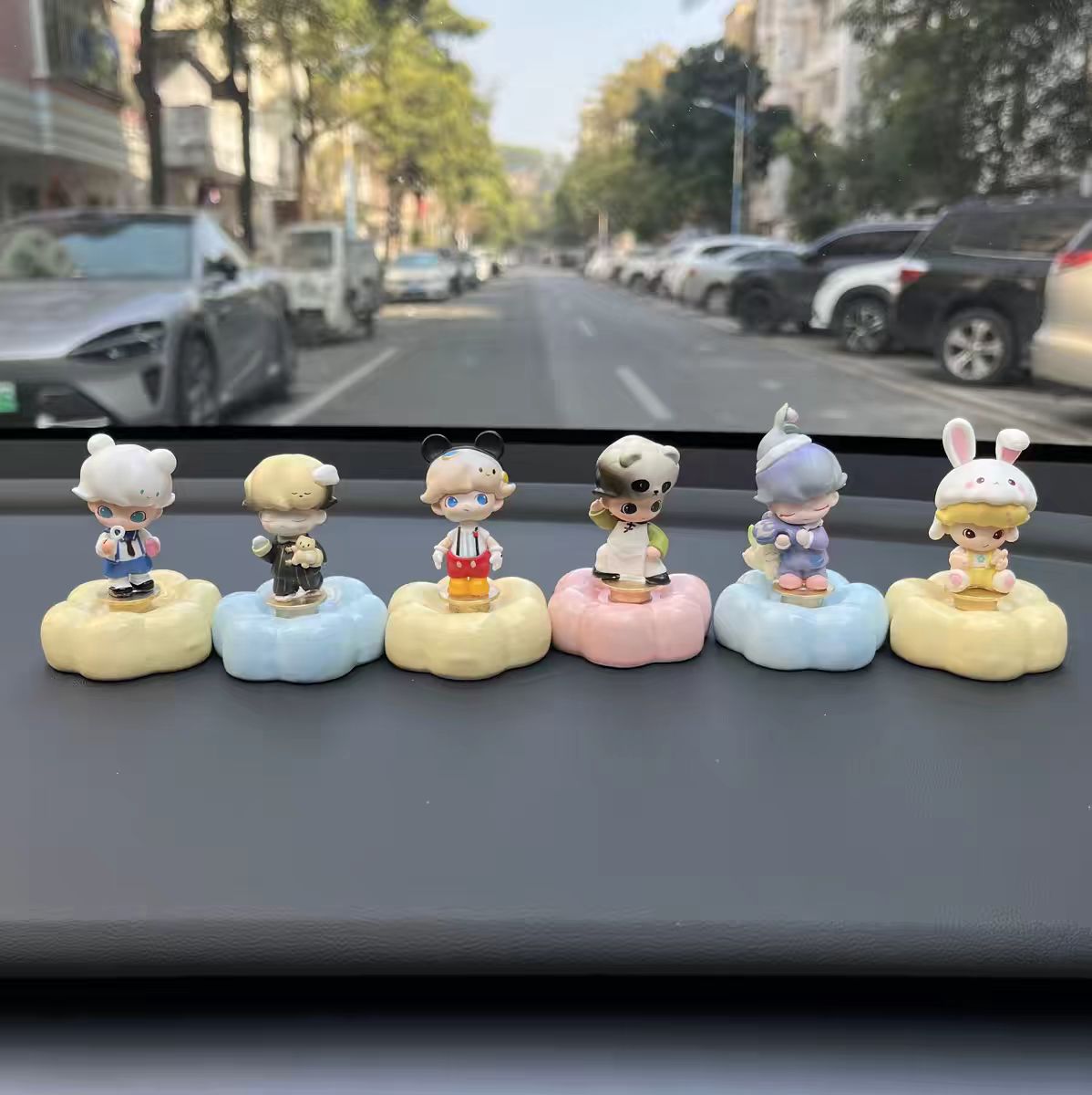 Cute Cloud Base Character Figurine Complete Collection Set — Car Dashboard & Desk Decor