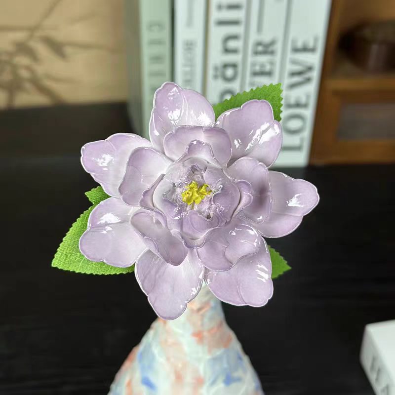 Jingdezhen Ceramic Pearl-Glaze Peony Bouquet — Blue & White Hexagon & Ribbed Vase Collection