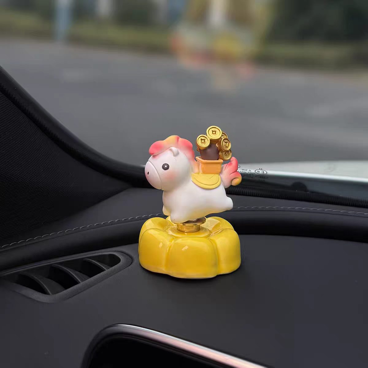 Cute Unicorn Bobblehead Car Dashboard Figurine — Fortune & Flower Pumpkin Base Series
