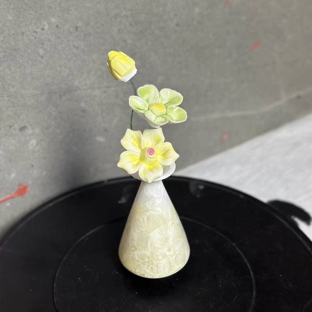 Jingdezhen Handcrafted Ceramic Flower Arrangement — Glazed Porcelain Blossom Vase Decor