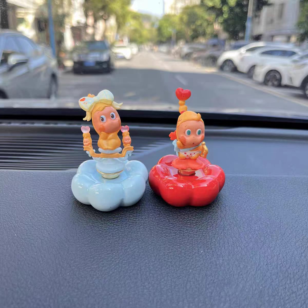 Kawaii Fantasy Character Figurine on Rotating Cloud Base — Series 4 Duo Pairs, Car Dashboard