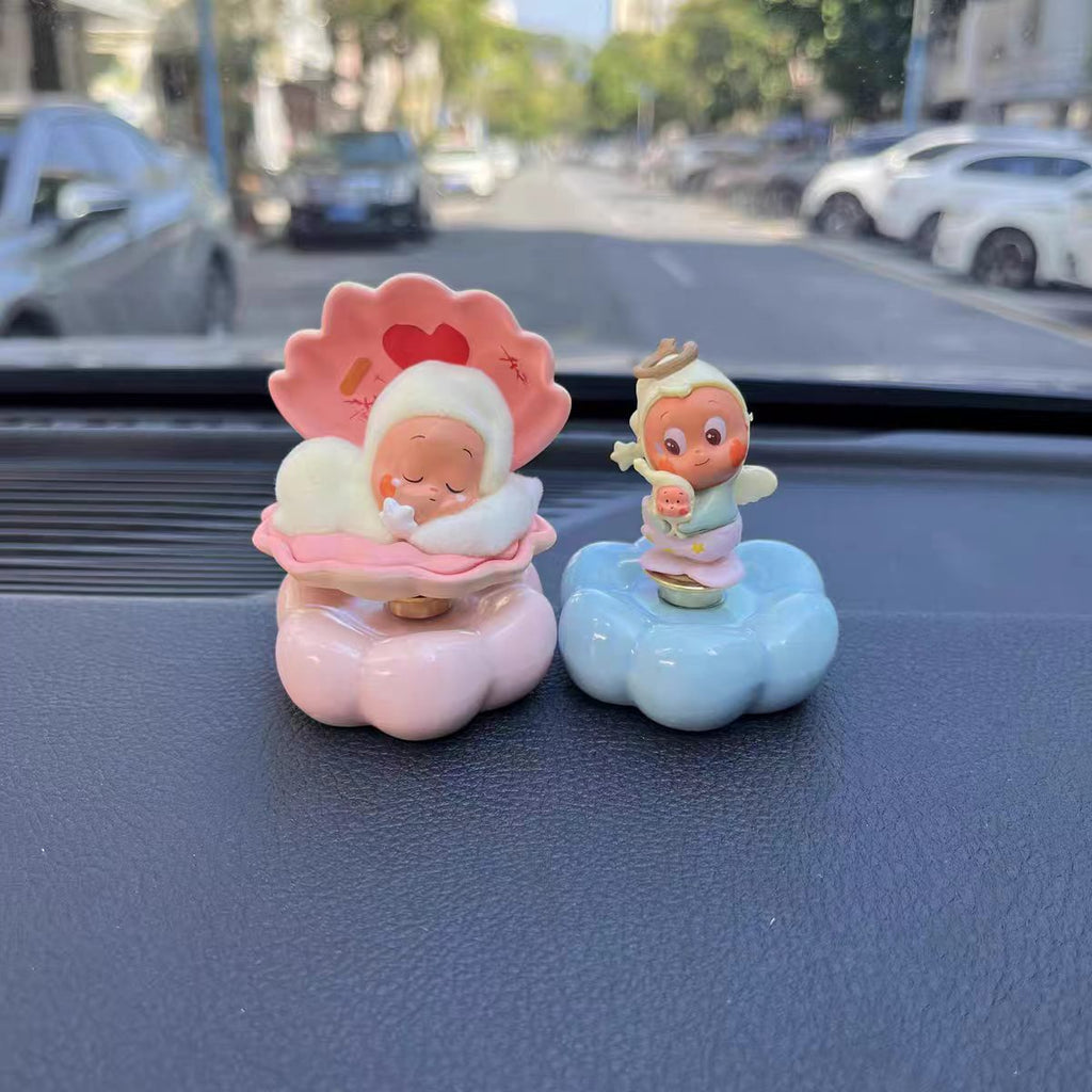 Kawaii Fantasy Character Figurine on Rotating Cloud Base — Series 4 Duo Pairs, Car Dashboard
