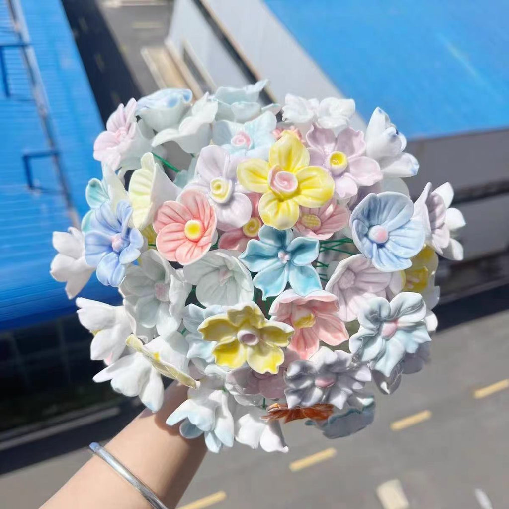 Jingdezhen Handcrafted Ceramic Flower — Single Stem Porcelain Bloom (Mix & Match Your Own Bouquet)