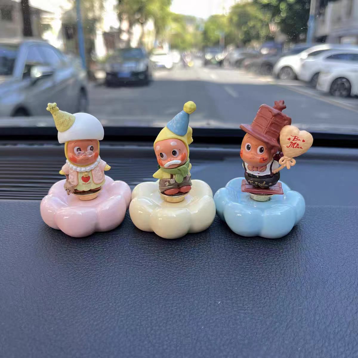 Kawaii Fantasy Character Figurine on Rotating Pumpkin Cloud Base — Car Dashboard Trio Series, 8+ Styles