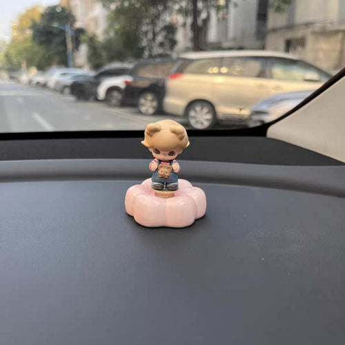 Cute Cloud Base Character Figurine — Car Dashboard & Desk Decor Collection