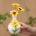 Jingdezhen White Porcelain 3D Sunflower Relief Vase with Sunflower Arrangement — 7.5×5.2×16.3 cm