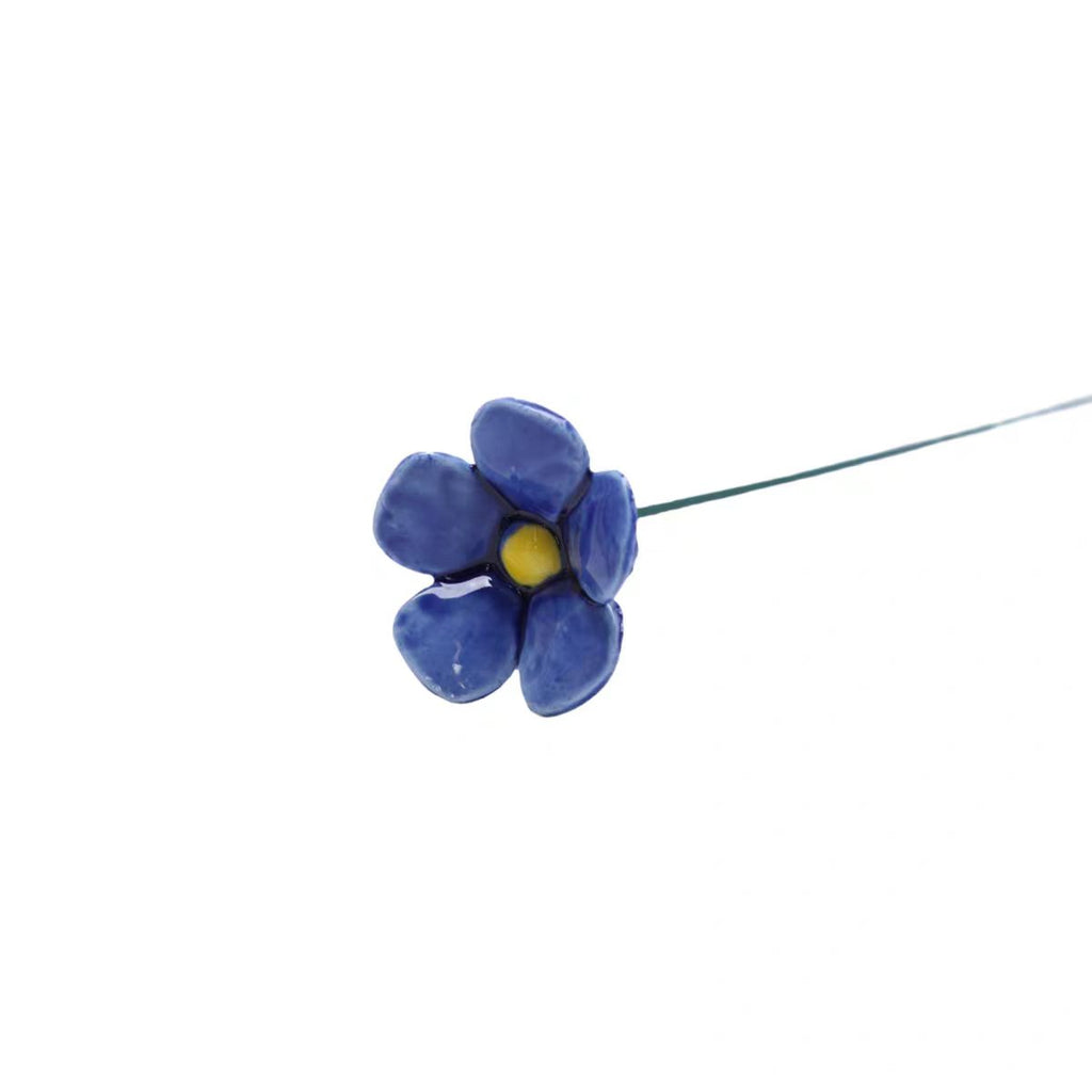 Jingdezhen Ceramic Forget-Me-Not Ball — Cobalt Blue, 30+ Hand-Sculpted Porcelain Blooms